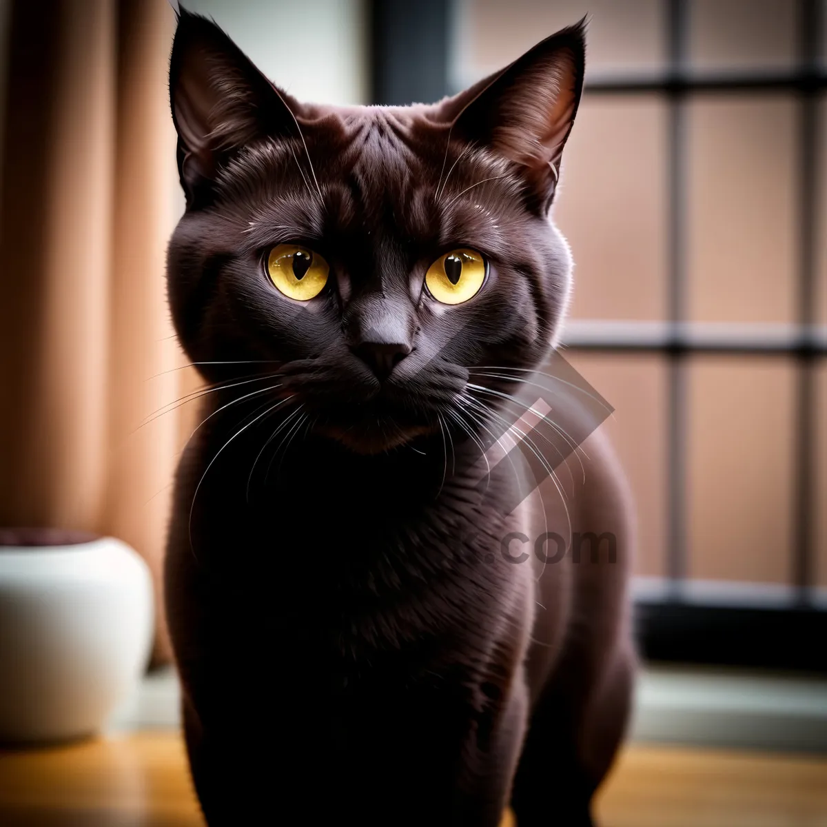 Picture of Curious Kitty Peering Through Window Sill