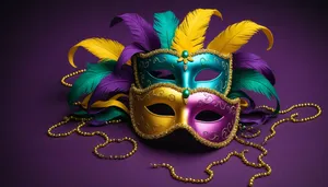 Golden Venetian Lady Mask Portrait for Carnival Party