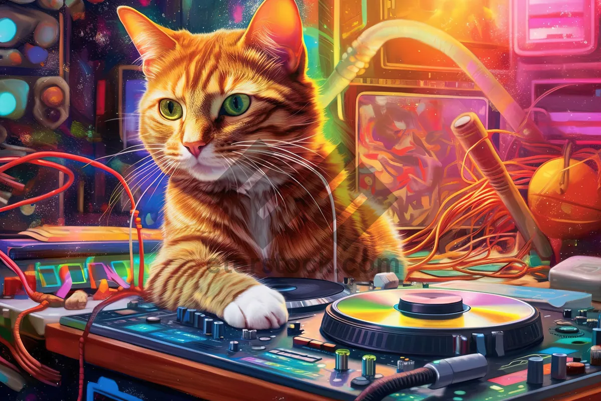 Picture of Adorable Feline Cat Playing Pinball on Laptop Screen