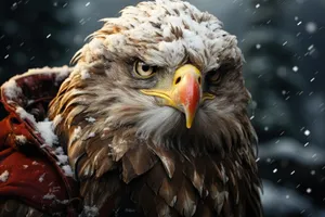 Predatory Eagle Stares with Intense Yellow Eyes