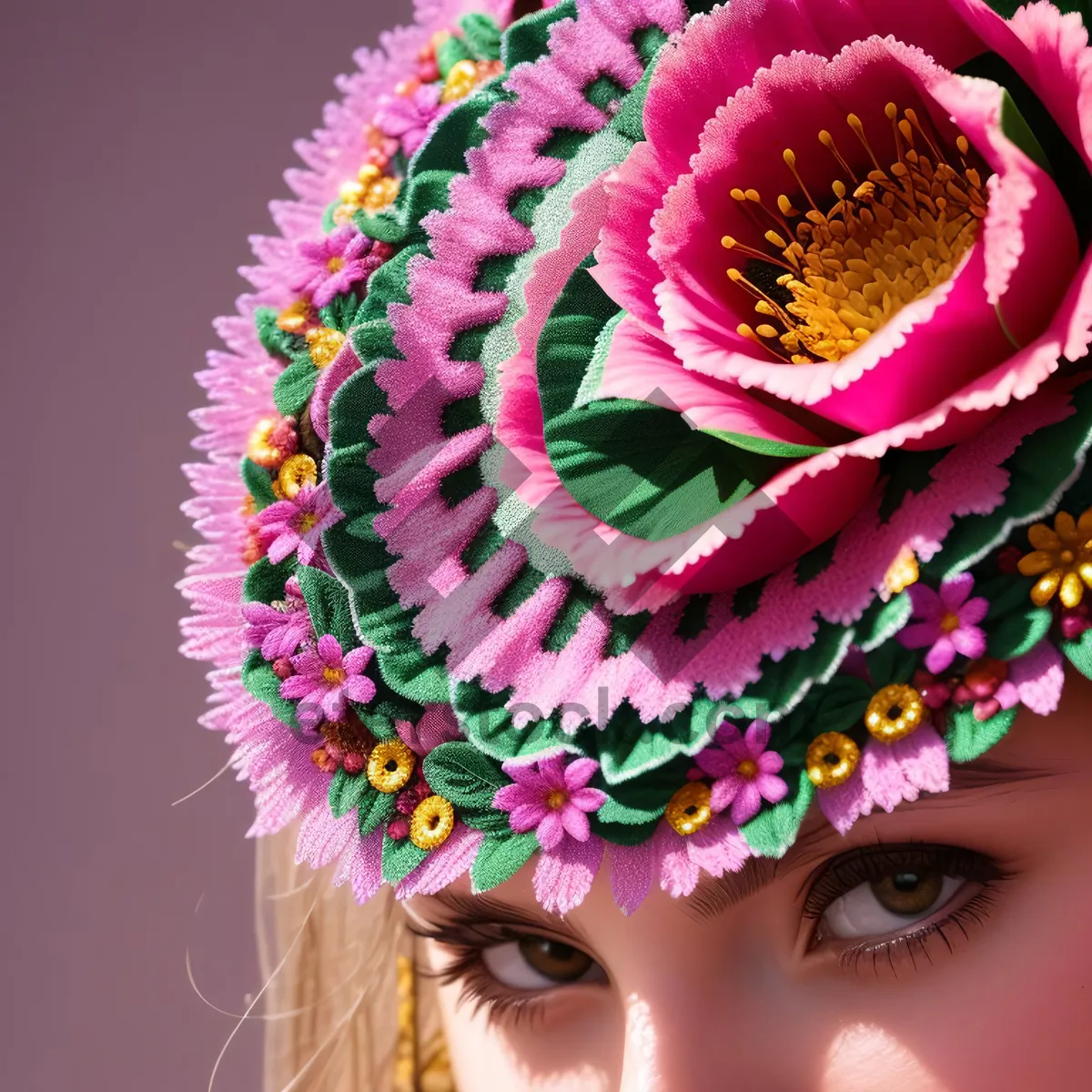 Picture of Floral Crown Beauty: Stunning Masked Portrait