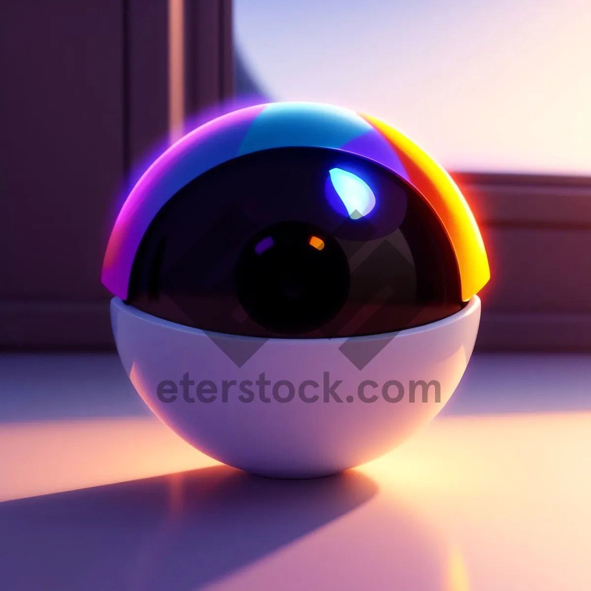 Picture of Glossy Glass Sphere Icon with Shiny Satellite Flag