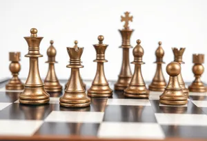 Strategic Chess Battle on Wooden Board Power Game