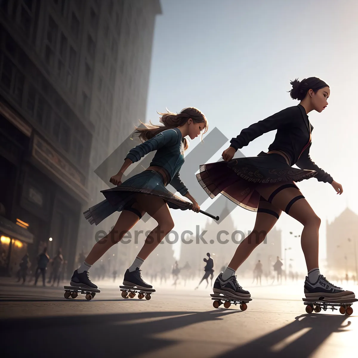 Picture of Active Male Skateboarding Athlete Demonstrating Fitness