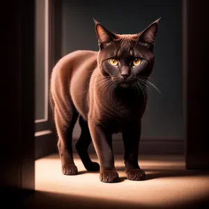 Fluffy Gray Kitty Peering Through Window