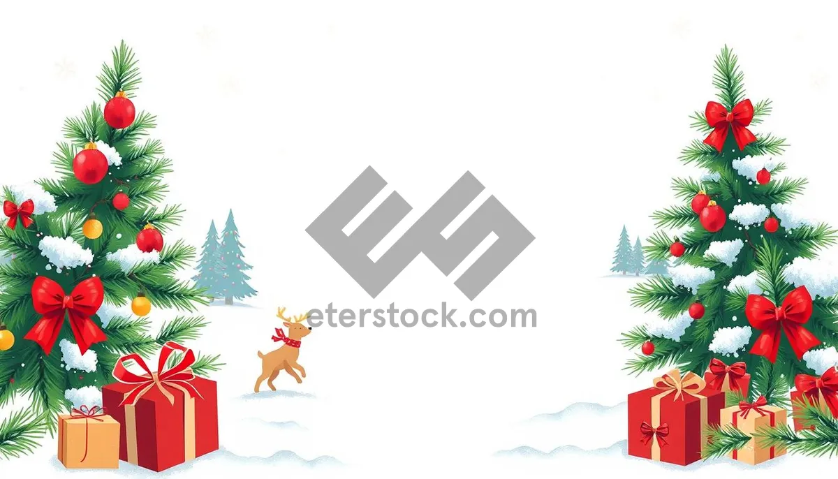 Picture of Winter holiday floral border with snowflakes and stars.