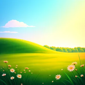 Sunlit Rural Meadow in Spring