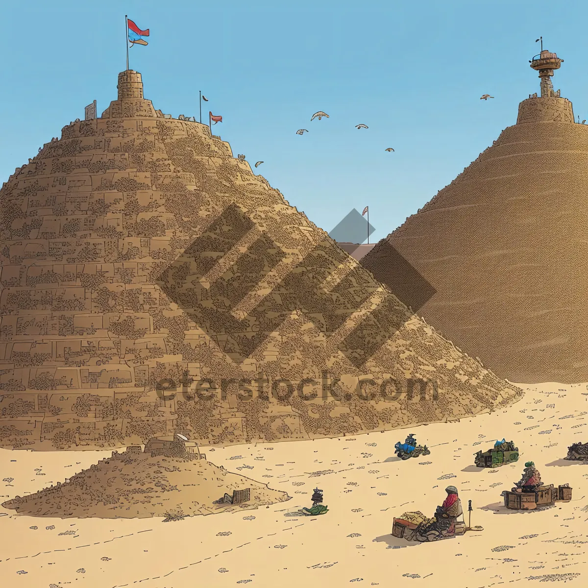 Picture of Ancient Pyramid Landscape: Majestic Sands and Stone.