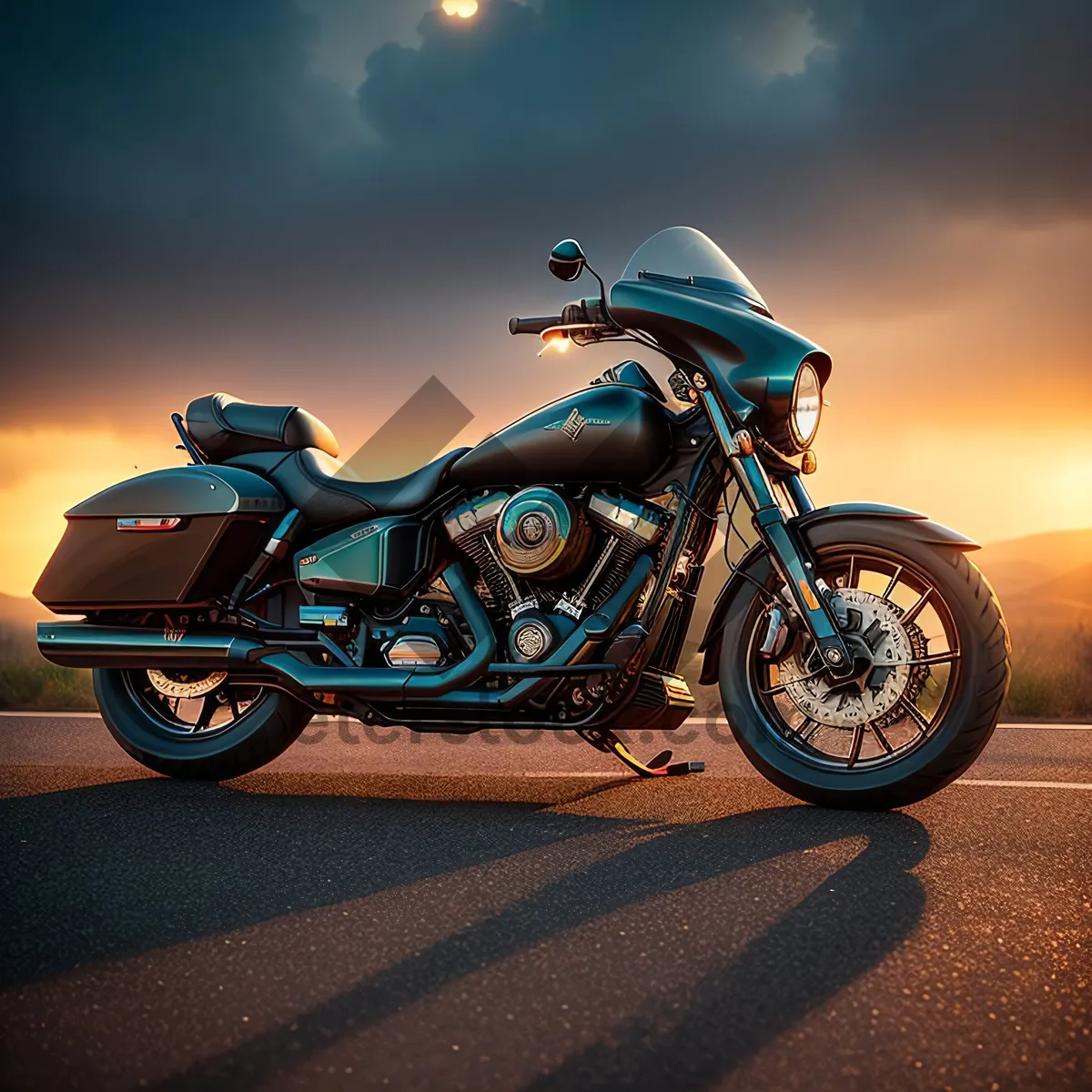 Picture of Speeding Motorbike on Asphalt Road