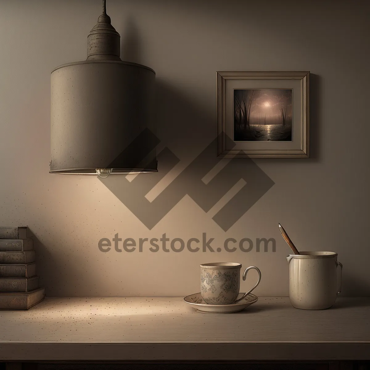 Picture of Modern Wood Table Lamp with Stylish Lampshade