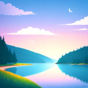 Serene Summer Sky over Reflective Lake