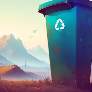 Sunset Skyline with Mailbox and Container