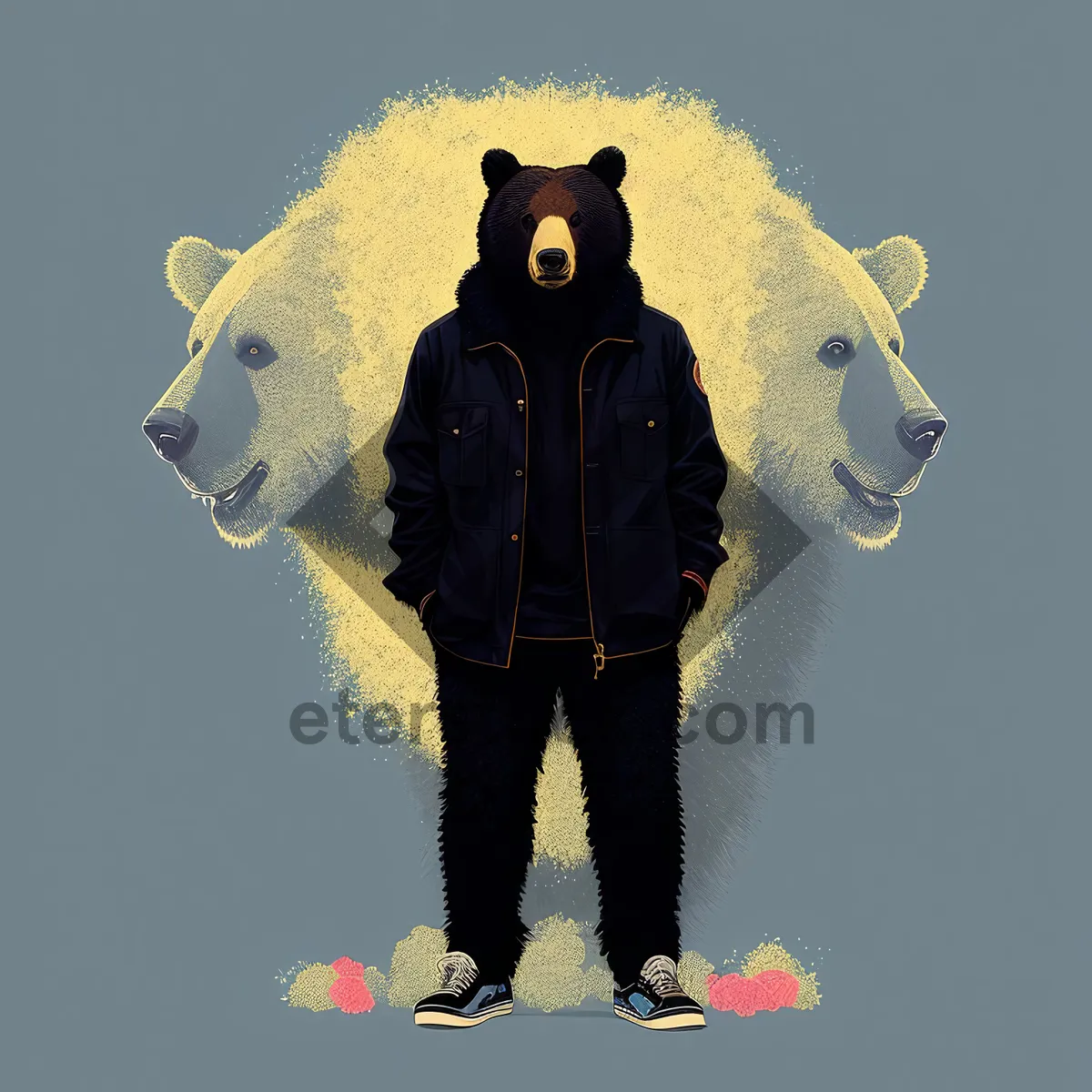 Picture of Snowy Silhouette of Man in Winter Weather