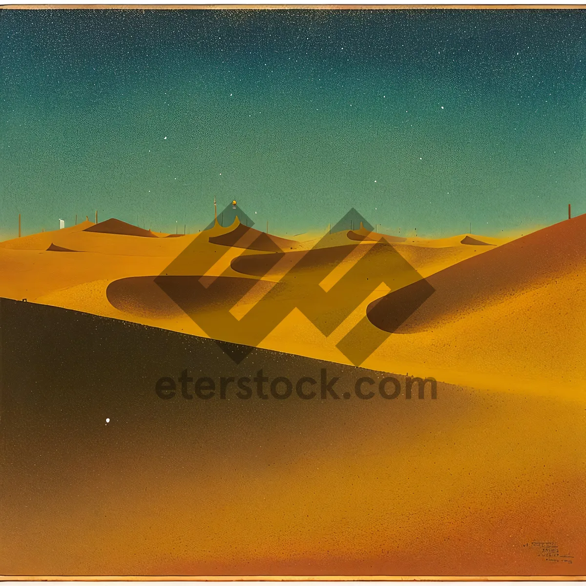 Picture of Orange Sunset Over Desert Dunes - Travel Adventure