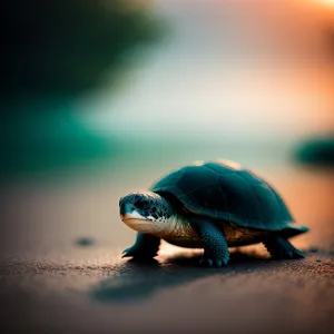 Serene Sea Turtle Basking in Gentle Waters