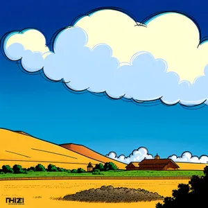 Serene Summer Landscape with Rolling Clouds