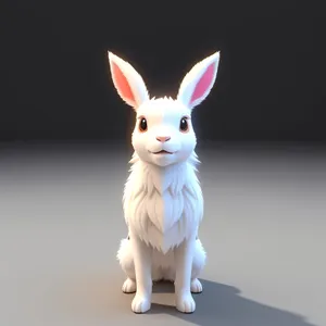 Fluffy Bunny with Adorable Ears Sitting Cute