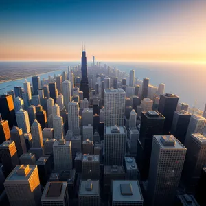 Spectacular Urban Skyline at Sunset