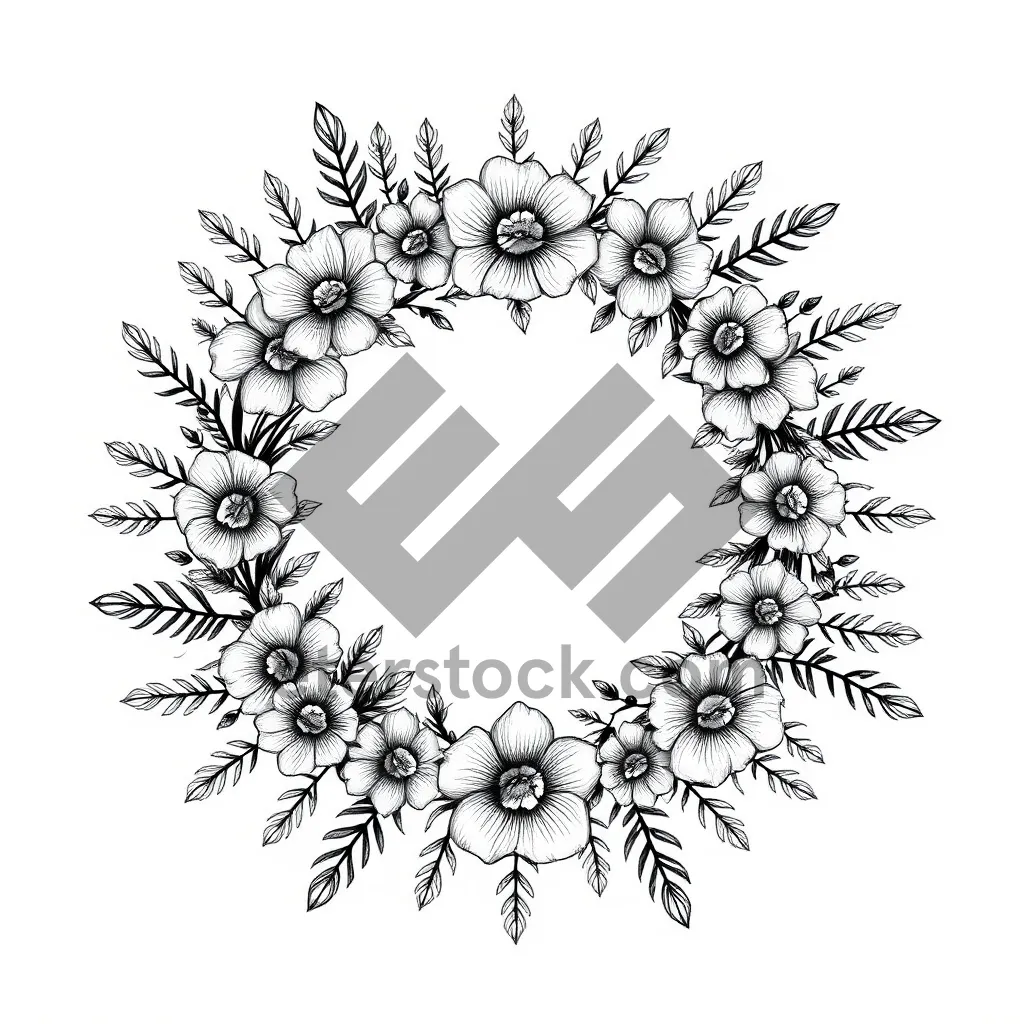 Picture of Vintage floral silhouette graphic pattern decoration swirl element.