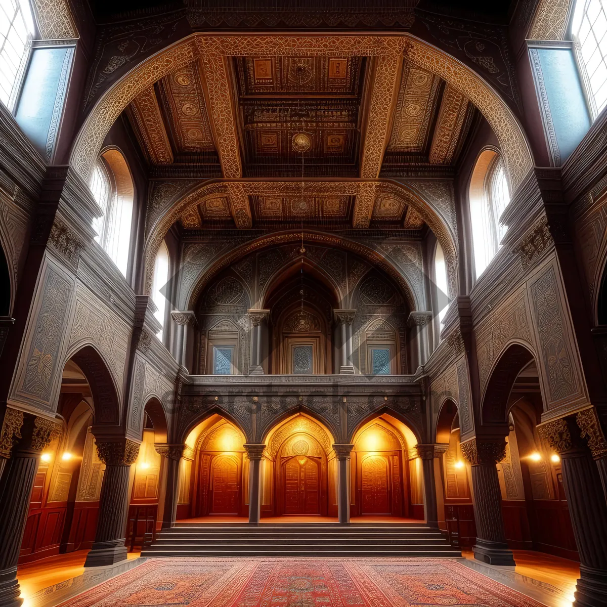 Picture of Ancient Cathedral Hall featuring Ornate Altar and Vault.