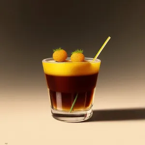 Refreshing Citrus Fruit Juice in Glass with Straw