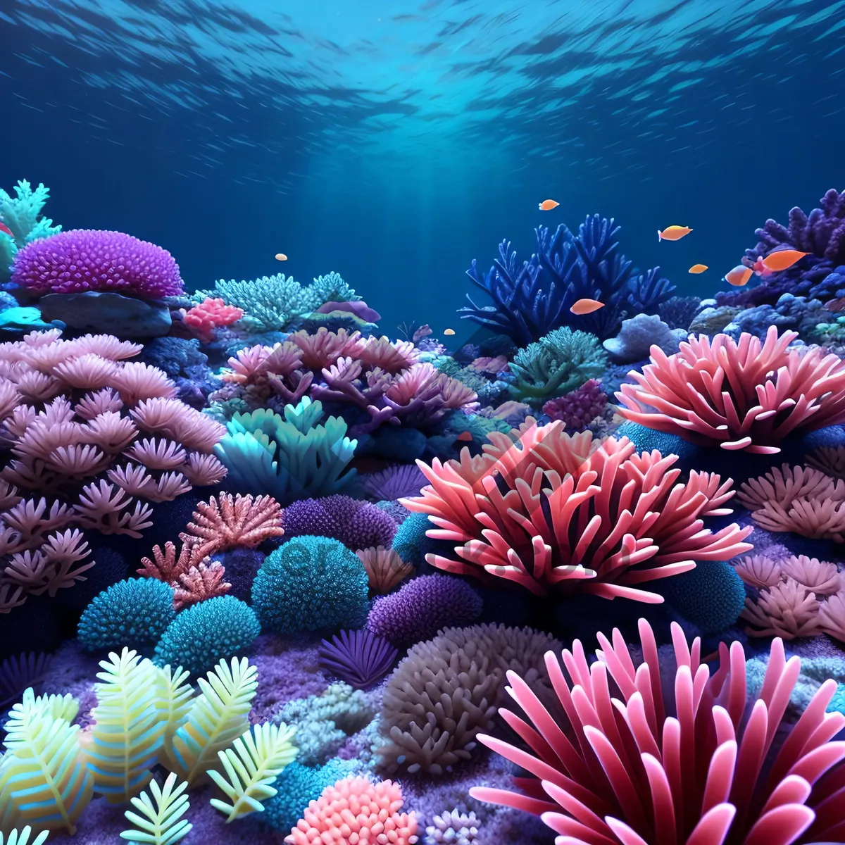 Picture of Colorful Underwater Coral Reef Life in the Sunlight