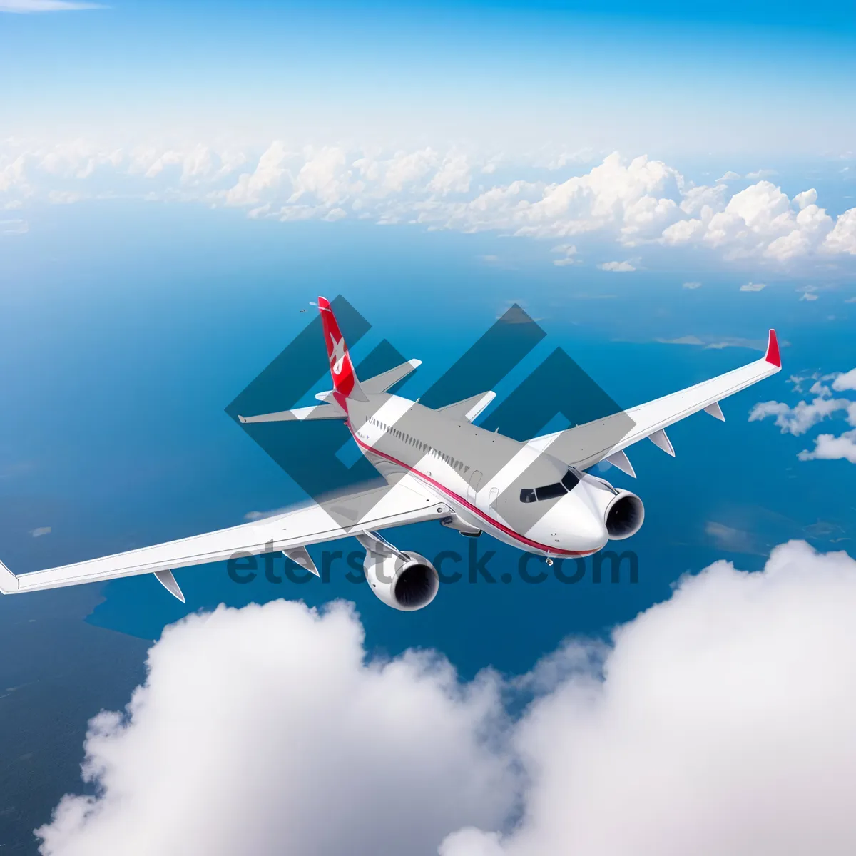 Picture of High-Flying Jet in the Clear Blue Sky