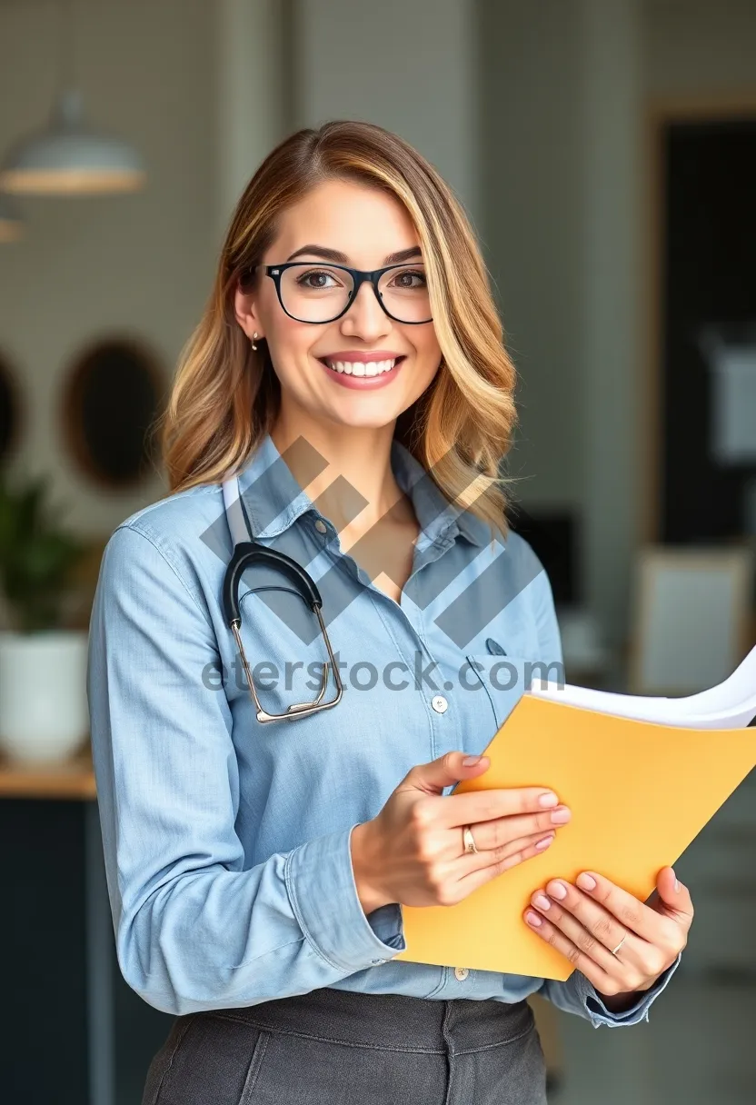 Picture of Attractive young businesswoman smiling at work.