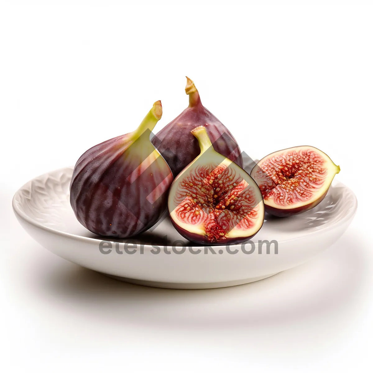 Picture of Delicious Berry Plate with Ripe Strawberries and Figs.