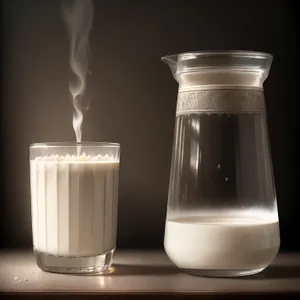 Refreshing Glass of Milk in Transparent Container