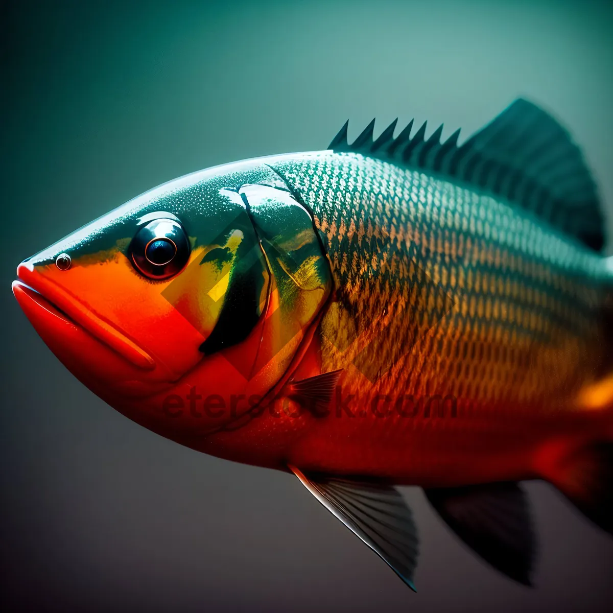 Picture of Vibrant Goldfish Swimming in Tropical Aquarium