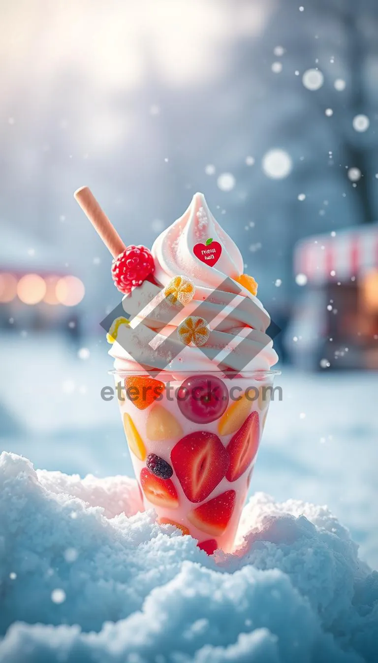 Picture of Festive dessert table with candles and ice cream