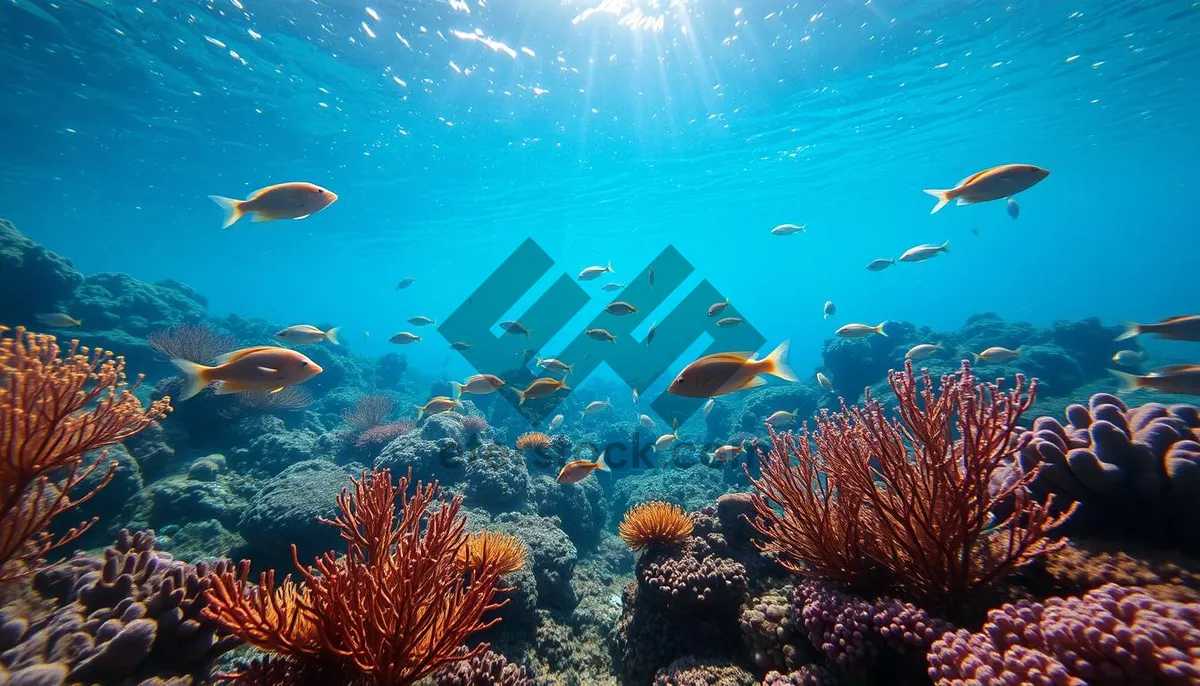 Picture of Colorful Tropical Fish in Bright Sunlight on Coral Reef