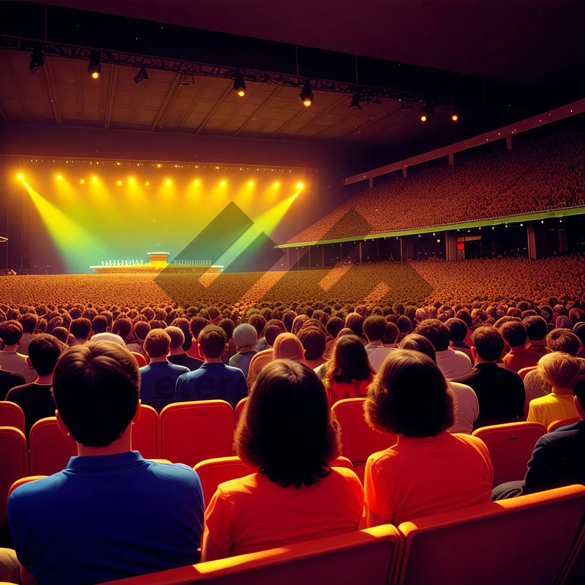 Picture of Enchanting Night: Patriotic Crowd Cheering at Concert