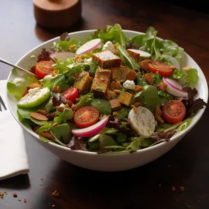 Fresh Gourmet Salad with Vegetables and Dressing