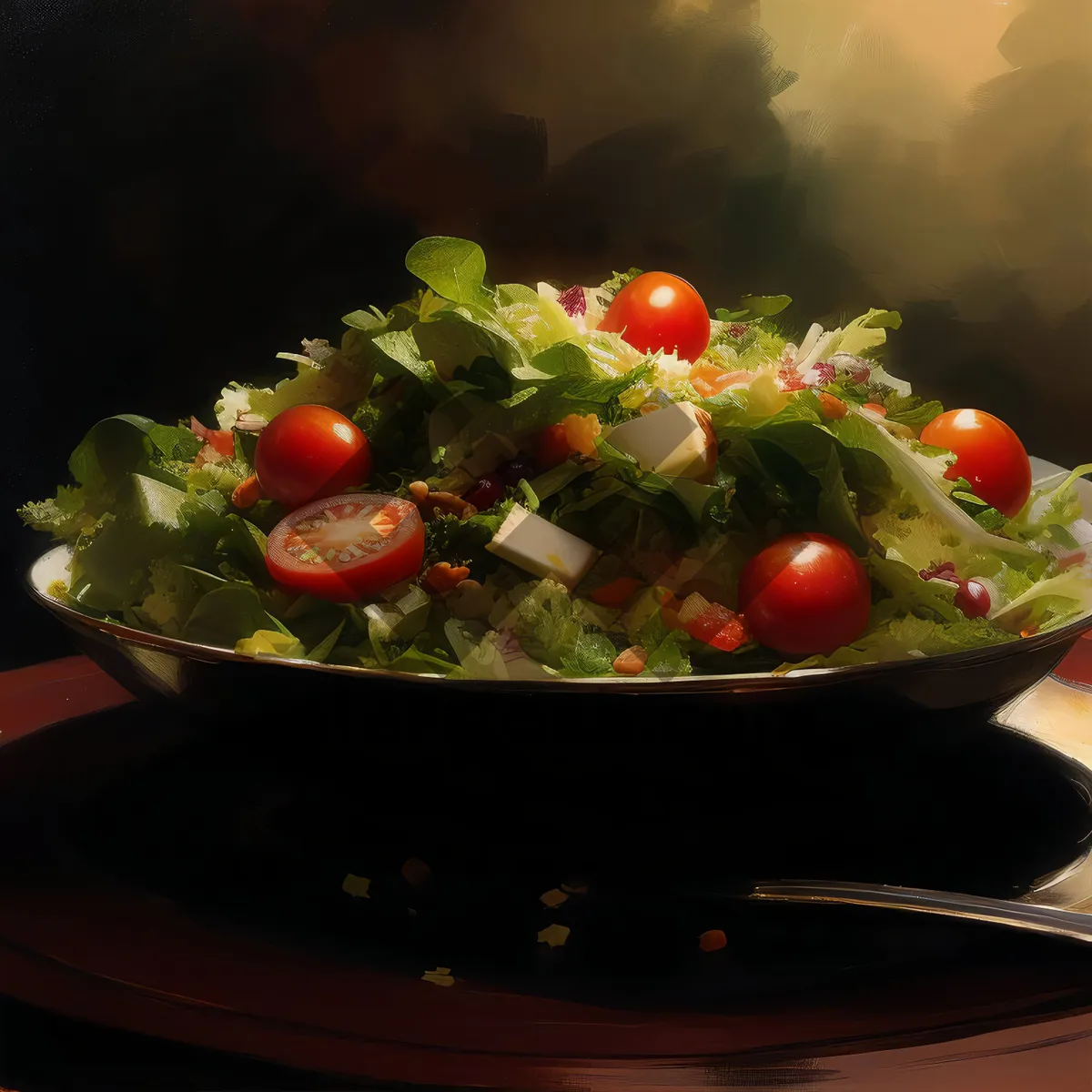 Picture of Fresh and Delicious Salad with Tomatoes and Cucumbers
