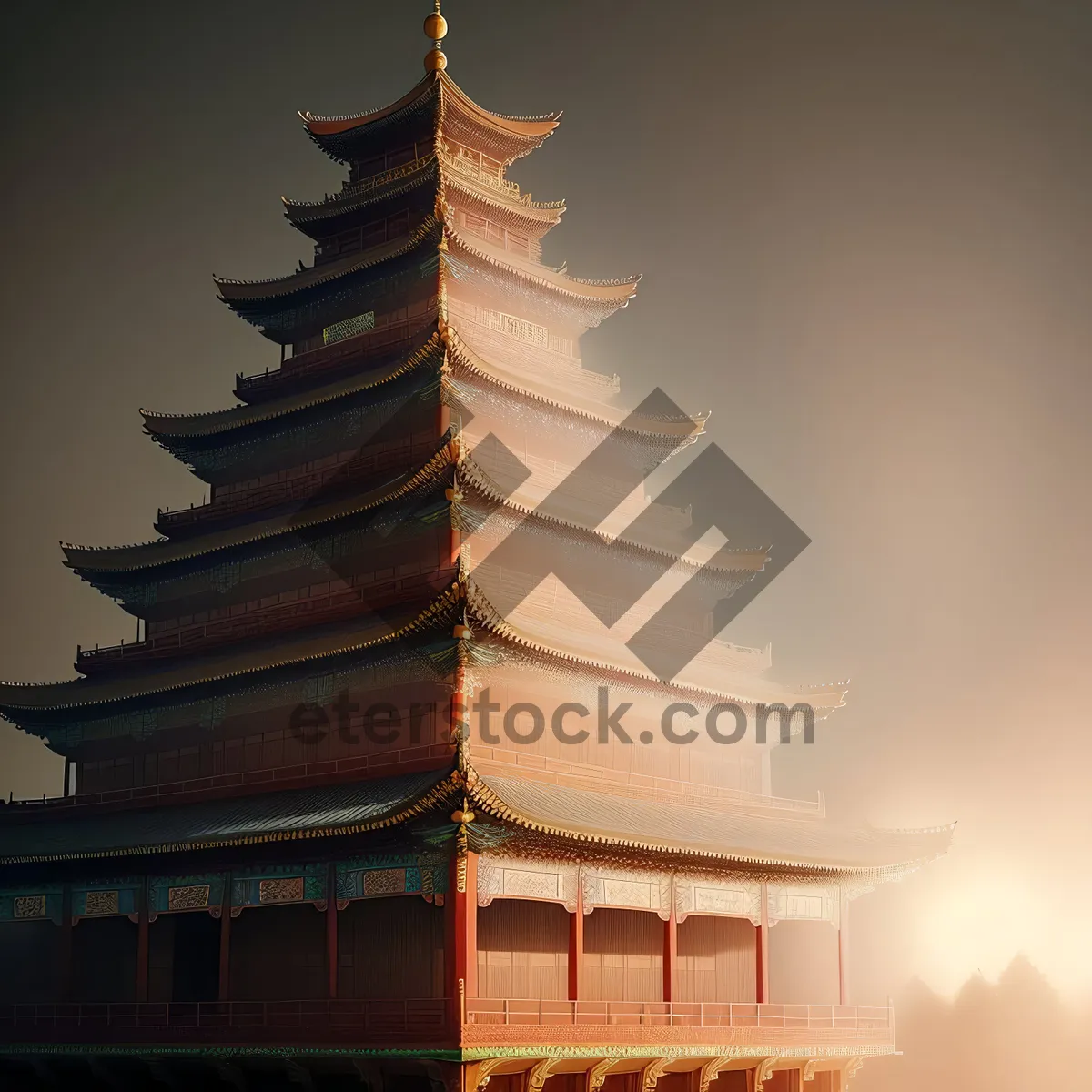 Picture of Golden Pagoda, Magnificent Symbol of Ancient Eastern Religion