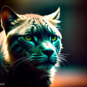 Curious Tiger Tabby Cat with Striped Fur