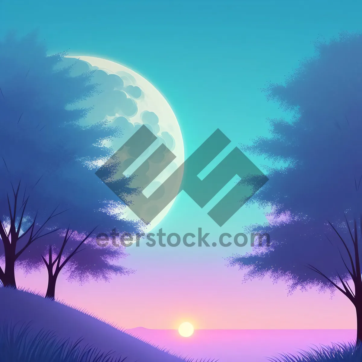 Picture of Summer Sky with Bright Sun and Clouds