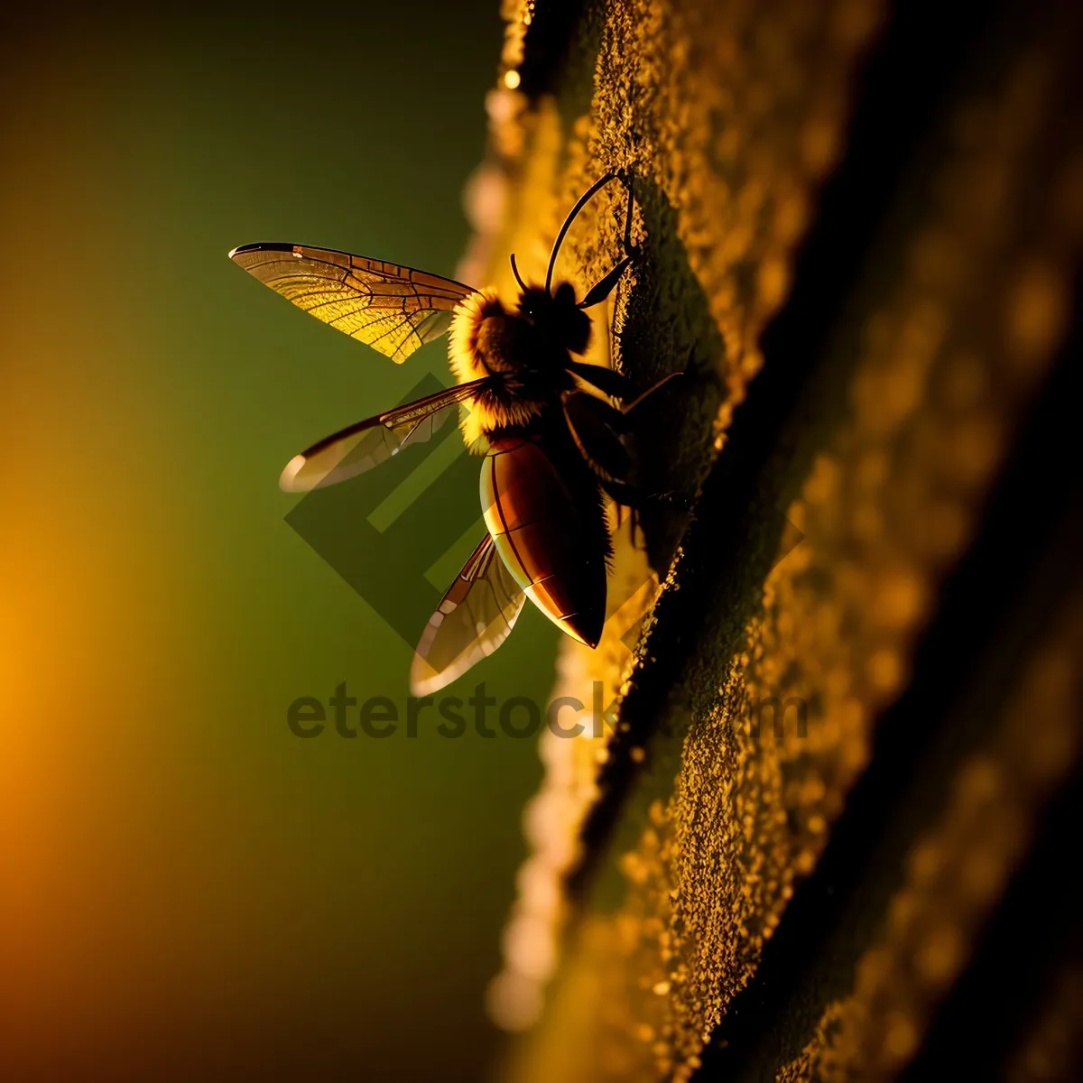 Picture of Vibrant yellow-winged cicada resting on a leaf.