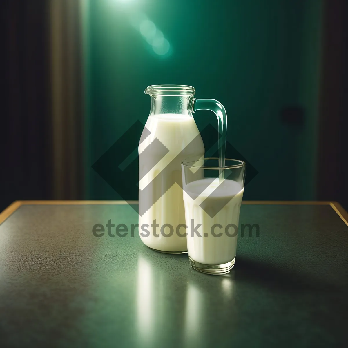 Picture of Milk-filled glass cup with coffee for breakfast.