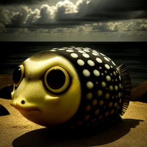 Puffer Piggy Bank Savings Container with Fish and Mask