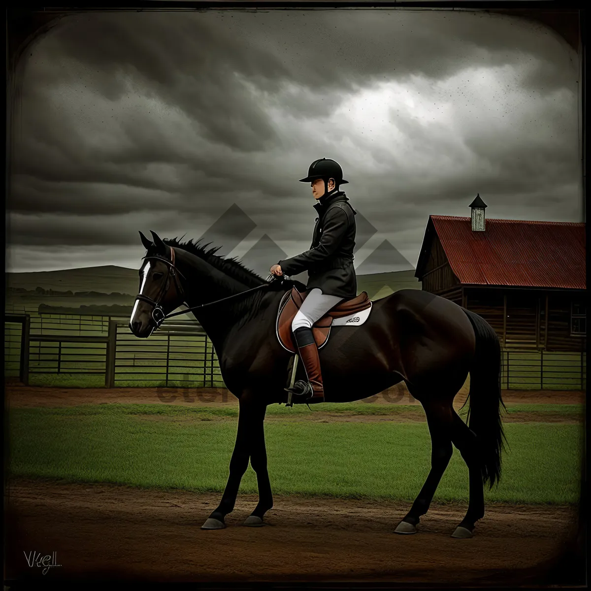 Picture of Graceful Equine Rider on Sidesaddle: Equestrian Sport