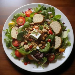 Delicious gourmet plate with grilled vegetables and cheese.