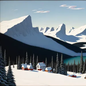 Winter Wonderland: Majestic Alpine Ski Slope in Snowy Mountains