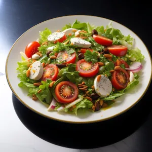 Delicious Gourmet Salad with Fresh Vegetables and Cheese