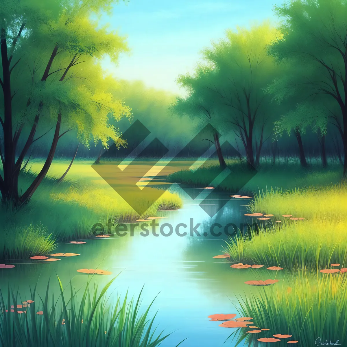 Picture of Serenity: Reflection of a Sunset on a Meadow