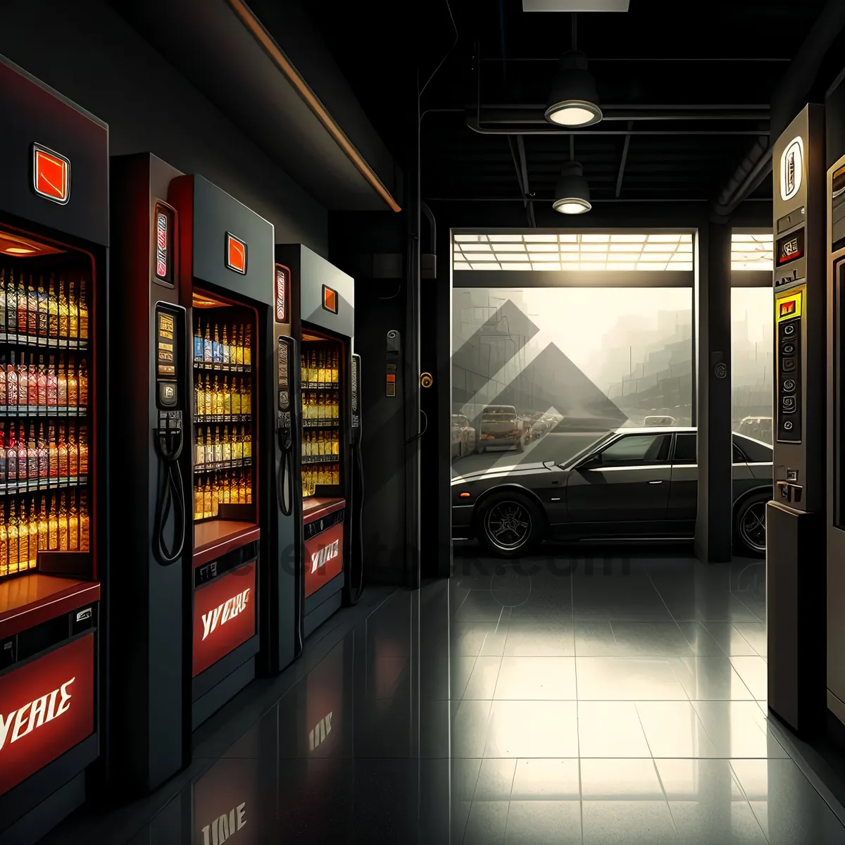 Picture of Modern Vending Machine in Restaurant Interior