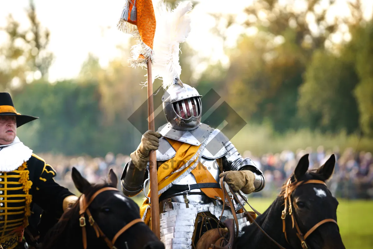 Picture of Medieval knight armor with sword and shield