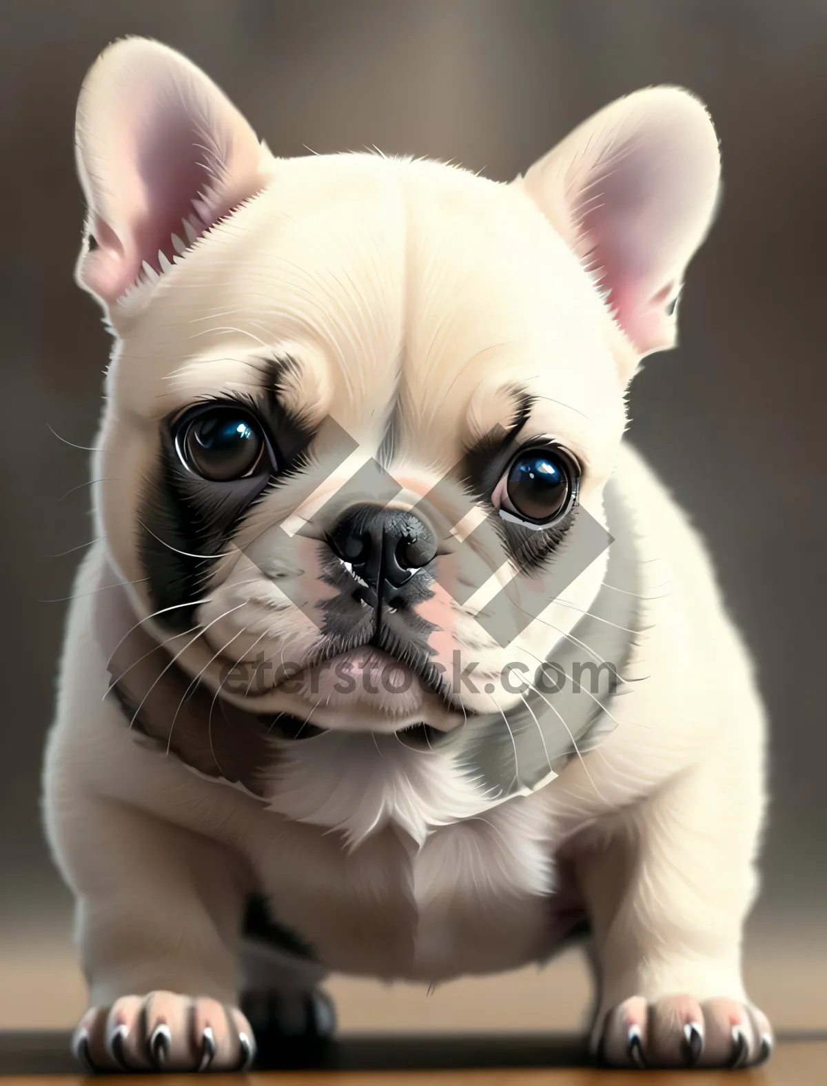 Picture of In a studio portrait, an irresistibly cute bulldog puppy steals the show, capturing hearts effortlessly